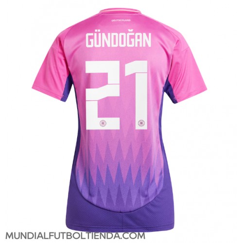 Camiseta Alemania Ilkay Gundogan #21 Segunda Equipación Replica Eurocopa 2024 para mujer mangas cortas